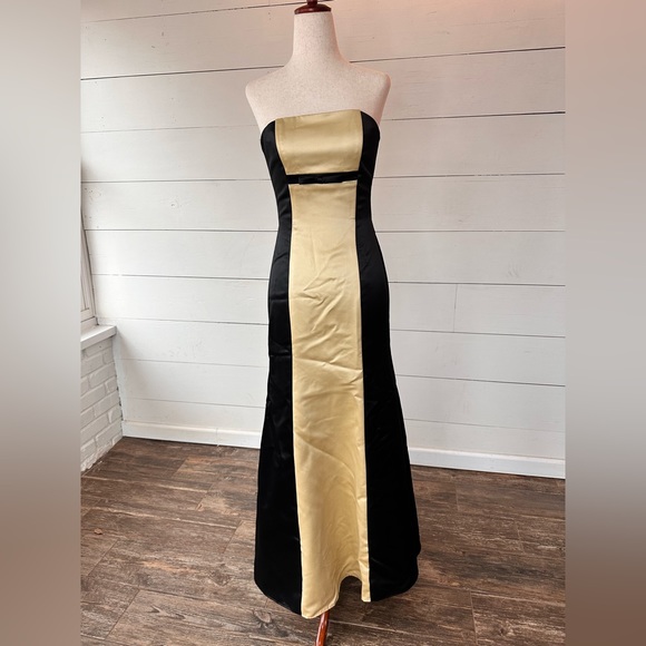 VINTAGE Jessica McClintock Gunne Sax 90s Formal tuxedo strapless gown Y2K - Picture 1 of 10